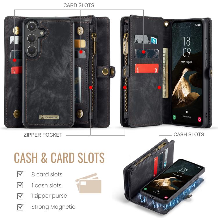 For Samsung Galaxy S25 5G CaseMe 008 Detachable Multifunctional Leather Phone Case(Black) - free shipping - PMC TechLife - Order now!