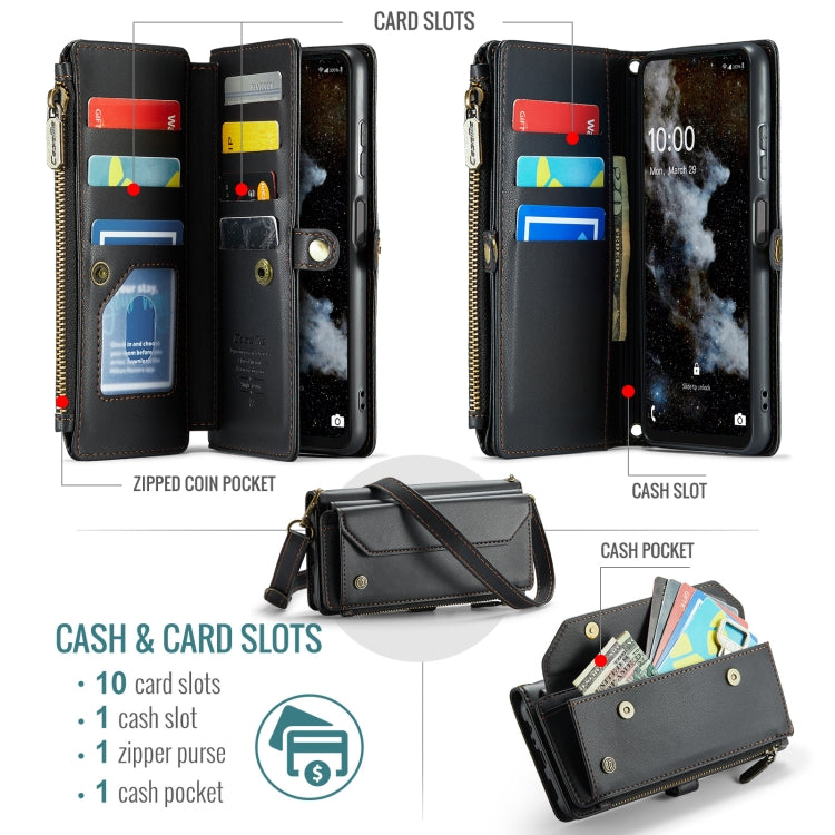 For Samsung Galaxy A16 5G CaseMe C36 Card Slots Zipper Wallet RFID Anti-theft Leather Phone Case(Black) - Galaxy Phone Cases by CaseMe | Online Shopping South Africa | PMC Jewellery | Buy Now Pay Later Mobicred