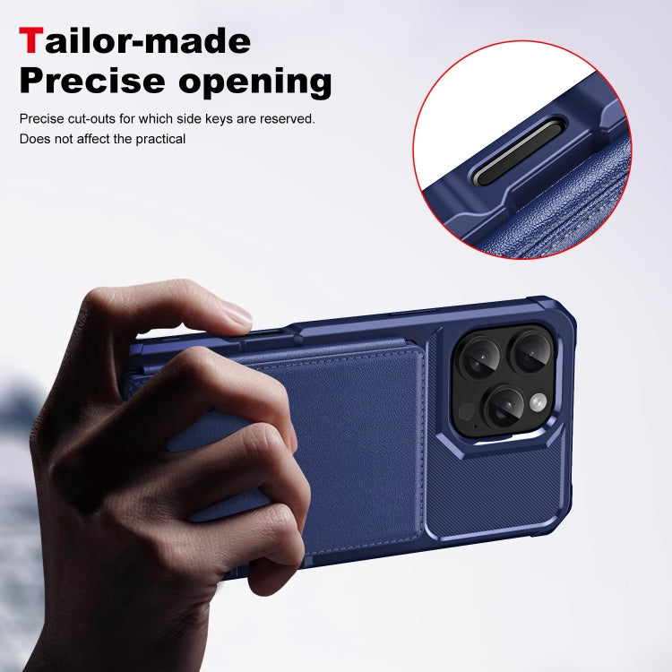 For iPhone 16 Pro ENKAY Hat-Prince Card Slot Wallet TPU Back Leather Phone Case with Lens Film(Dark Blue) - iPhone 16 Pro Max Cases by ENKAY | Online Shopping South Africa | PMC Jewellery | Buy Now Pay Later Mobicred