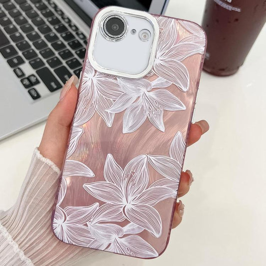 For iPhone 16e Electroplating Flowers Plants Texture TPU Phone Case(Sketch Lily FL9) - iPhone 16e Cases by PMC Jewellery | Online Shopping South Africa | PMC Jewellery | Buy Now Pay Later Mobicred