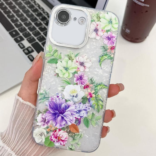 For iPhone 16e Electroplating Flowers Plants Texture TPU Phone Case(Colorful Peony FL10) - iPhone 16e Cases by PMC Jewellery | Online Shopping South Africa | PMC Jewellery | Buy Now Pay Later Mobicred