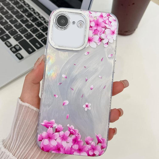 For iPhone 16e Electroplating Flowers Plants Texture TPU Phone Case(Sakura FL12) - iPhone 16e Cases by PMC Jewellery | Online Shopping South Africa | PMC Jewellery | Buy Now Pay Later Mobicred