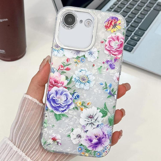 For iPhone 16e Electroplating Flowers Plants Texture TPU Phone Case(Peony FL14) - iPhone 16e Cases by PMC Jewellery | Online Shopping South Africa | PMC Jewellery | Buy Now Pay Later Mobicred