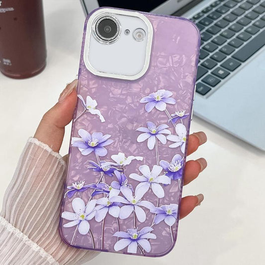 For iPhone 16e Electroplating Flowers Plants Texture TPU Phone Case(Lilac Flowers FL16) - iPhone 16e Cases by PMC Jewellery | Online Shopping South Africa | PMC Jewellery | Buy Now Pay Later Mobicred