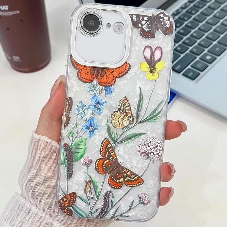 For iPhone 16e Electroplating Flowers Plants Texture TPU Phone Case(Butterfly Love Flower FL17) - iPhone 16e Cases by PMC TechLife | Online Shopping South Africa | PMC TechLife | Buy Now Pay Later Mobicred
