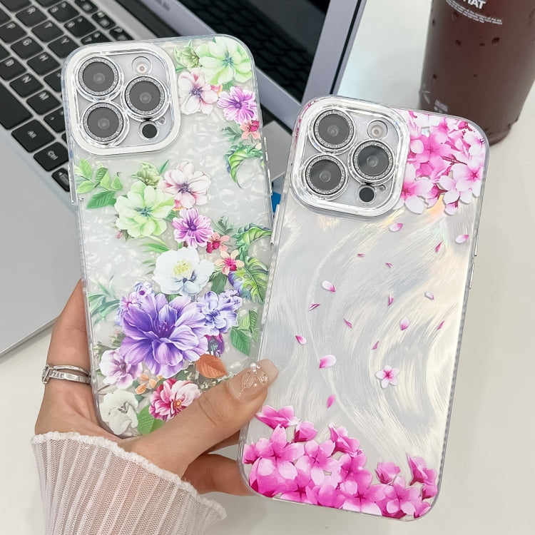For iPhone 16e Electroplating Flowers Plants Texture TPU Phone Case(Wildflower FL2) - iPhone 16e Cases by PMC TechLife | Online Shopping South Africa | PMC TechLife | Buy Now Pay Later Mobicred