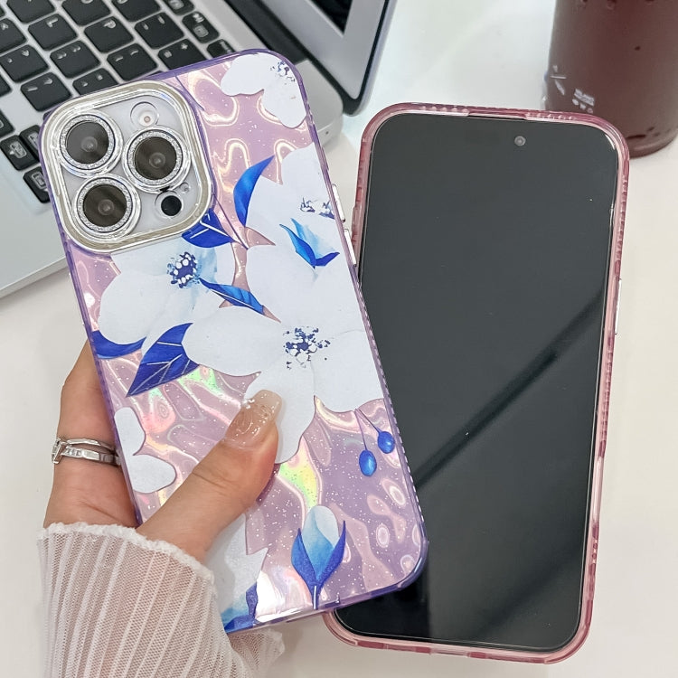For iPhone 16e Electroplating Flowers Plants Texture TPU Phone Case(Colorful Peony FL10) - free shipping - PMC TechLife - Order now!