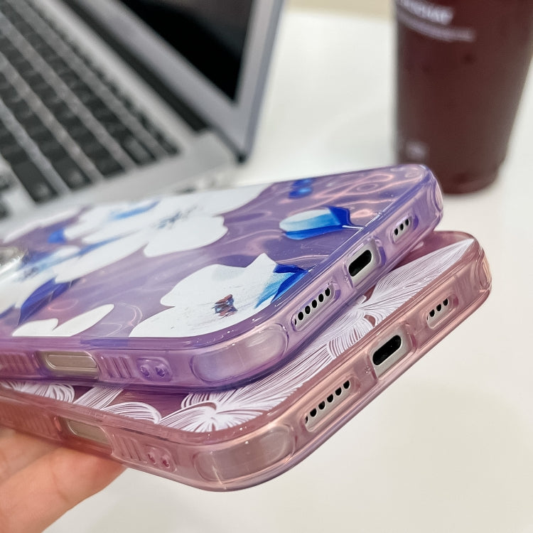 For iPhone 16e Electroplating Flowers Plants Texture TPU Phone Case(Pale Purple FlowerFL11) - iPhone 16e Cases by PMC TechLife | Online Shopping South Africa | PMC TechLife | Buy Now Pay Later Mobicred