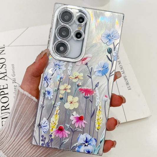 For Samsung Galaxy S25 Ultra 5G Electroplating Flowers Plants Texture TPU Phone Case(Wildflower FL2) - Galaxy S25 Ultra 5G Cases by PMC Jewellery | Online Shopping South Africa | PMC Jewellery | Buy Now Pay Later Mobicred