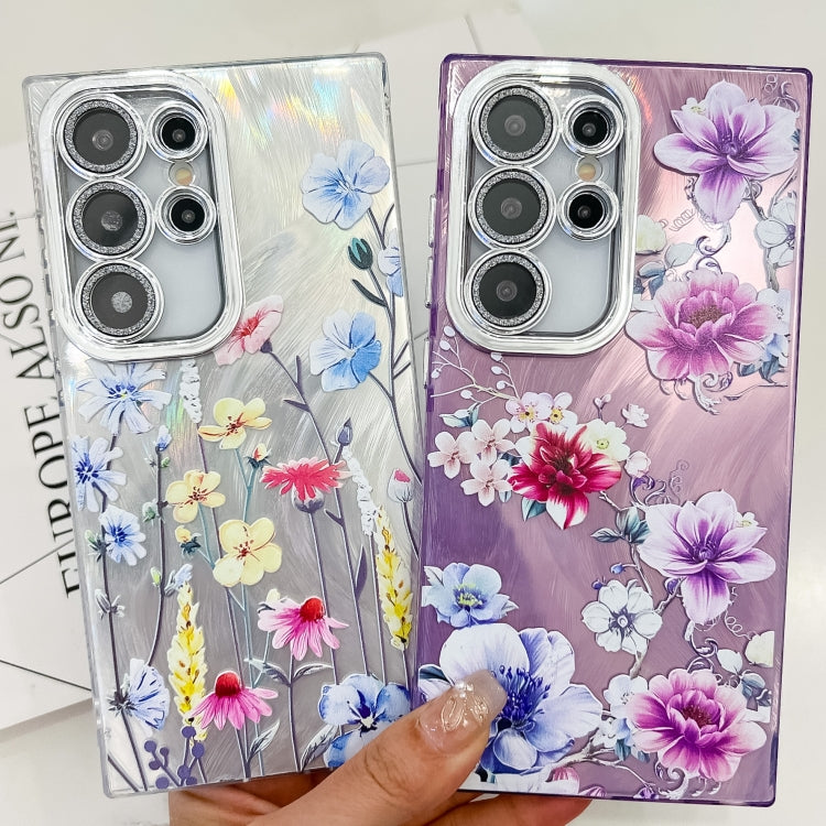 For Samsung Galaxy S25 5G Electroplating Flowers Plants Texture TPU Phone Case(Peony FL14) - Galaxy S25 5G Cases by PMC Jewellery | Online Shopping South Africa | PMC Jewellery | Buy Now Pay Later Mobicred