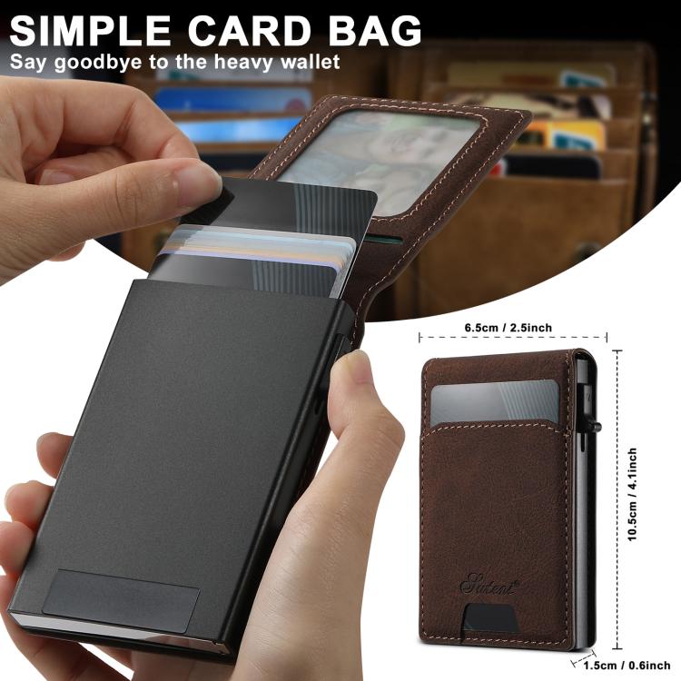 For iPhone 16e Suteni H19 Litchi Grain 2-in-1 MagSafe Removable Card Box Back Phone Case(Brown) - iPhone 16e Cases by Suteni | Online Shopping South Africa | PMC TechLife | Buy Now Pay Later Mobicred