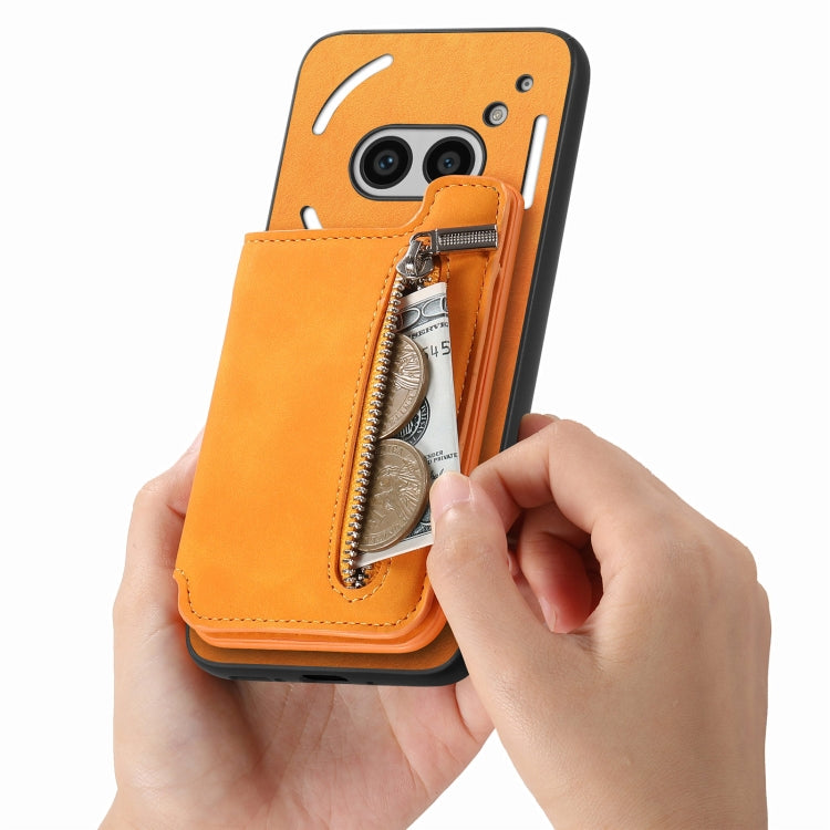 For Nothing CMF Phone 1 Retro MagSafe Zipper Wallet Card Bag Back Phone Case(Yellow) - free shipping - PMC TechLife - Order now!
