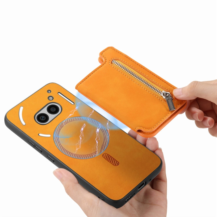 For Nothing CMF Phone 1 Retro MagSafe Zipper Wallet Card Bag Back Phone Case(Yellow) - free shipping - PMC TechLife - Order now!
