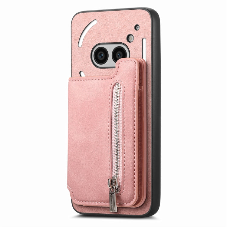 For Nothing CMF Phone 1 Retro MagSafe Zipper Wallet Card Bag Back Phone Case(Pink) - More Brand by PMC TechLife | Online Shopping South Africa | PMC TechLife | Buy Now Pay Later Mobicred