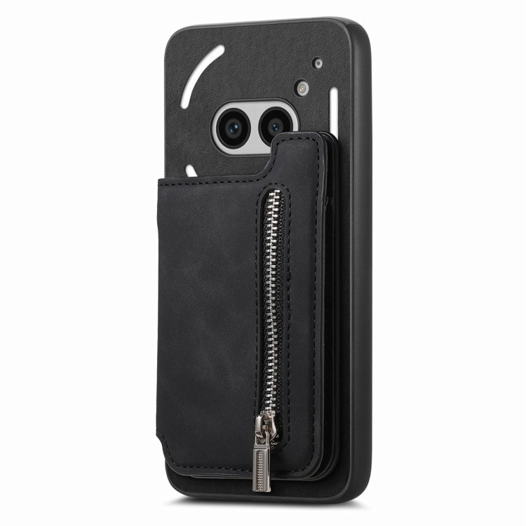 For Nothing CMF Phone 1 Retro MagSafe Zipper Wallet Card Bag Back Phone Case(Black) - More Brand by PMC TechLife | Online Shopping South Africa | PMC TechLife | Buy Now Pay Later Mobicred