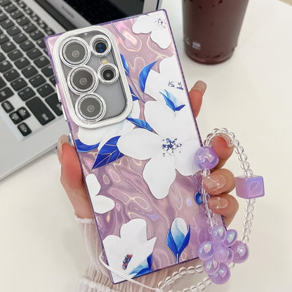 For Samsung Galaxy S25 Ultra 5G Electroplating Flowers Plants Texture Wristband TPU Phone Case(Bougainvillea FL8) - Galaxy S25 Ultra 5G Cases by PMC Jewellery | Online Shopping South Africa | PMC Jewellery | Buy Now Pay Later Mobicred