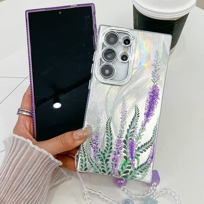 For Samsung Galaxy S25 5G Electroplating Flowers Plants Texture Wristband TPU Phone Case(Green Plants FL5) - Galaxy S25 5G Cases by PMC Jewellery | Online Shopping South Africa | PMC Jewellery | Buy Now Pay Later Mobicred