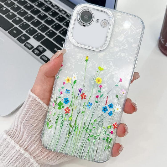 For iPhone 16e Electroplating Flower Texture TPU Phone Case(Little Wildflower SH3) - iPhone 16e Cases by PMC Jewellery | Online Shopping South Africa | PMC Jewellery | Buy Now Pay Later Mobicred