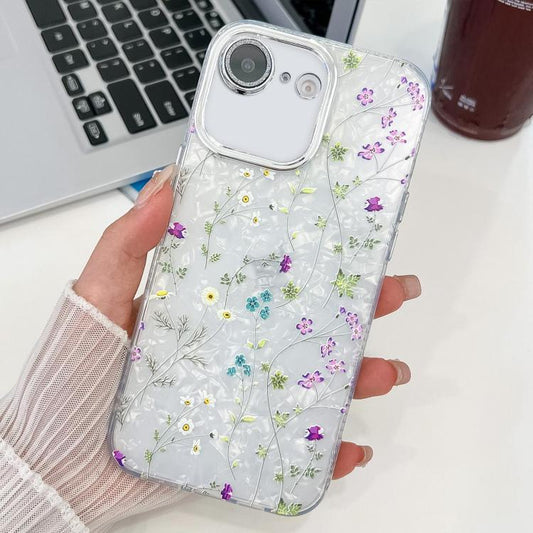 For iPhone 16e Electroplating Flower Texture TPU Phone Case(Wild Chrysanthemum SH5) - iPhone 16e Cases by PMC Jewellery | Online Shopping South Africa | PMC Jewellery | Buy Now Pay Later Mobicred