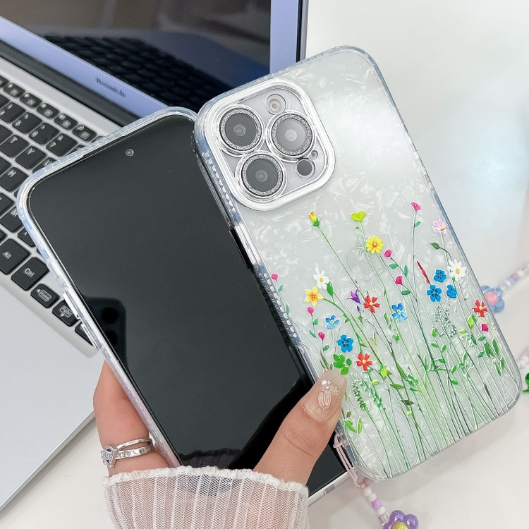 For iPhone 16e Electroplating Flower Texture Wristband TPU Phone Case(Yellow Wildflower SH6) - iPhone 16e Cases by PMC TechLife | Online Shopping South Africa | PMC TechLife | Buy Now Pay Later Mobicred