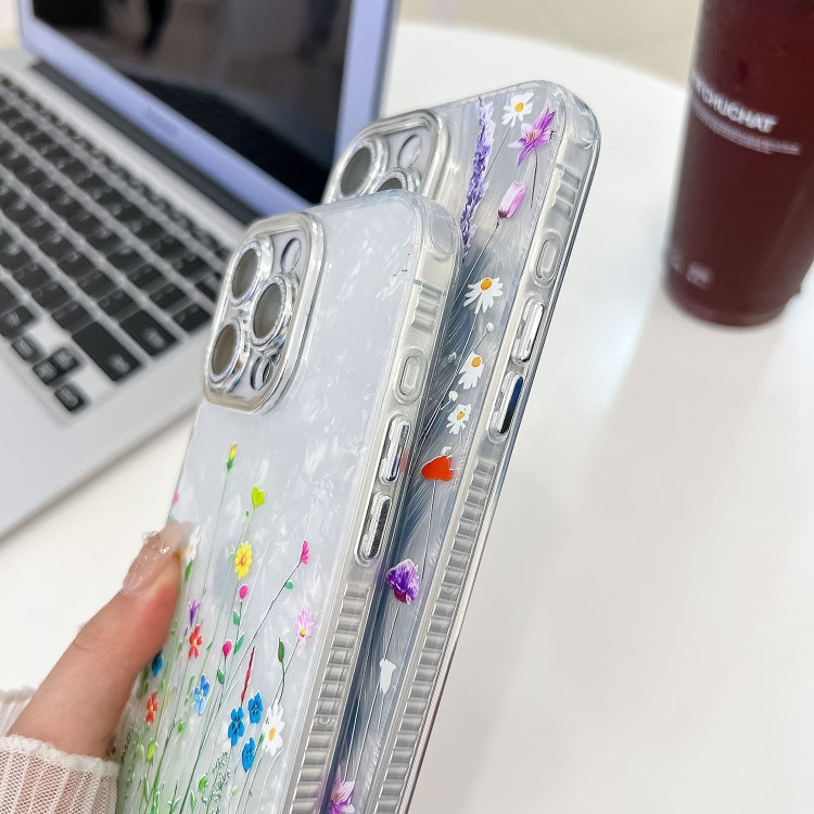 For iPhone 16e Electroplating Flower Texture Wristband TPU Phone Case(Little Wildflower SH3) - iPhone 16e Cases by PMC TechLife | Online Shopping South Africa | PMC TechLife | Buy Now Pay Later Mobicred