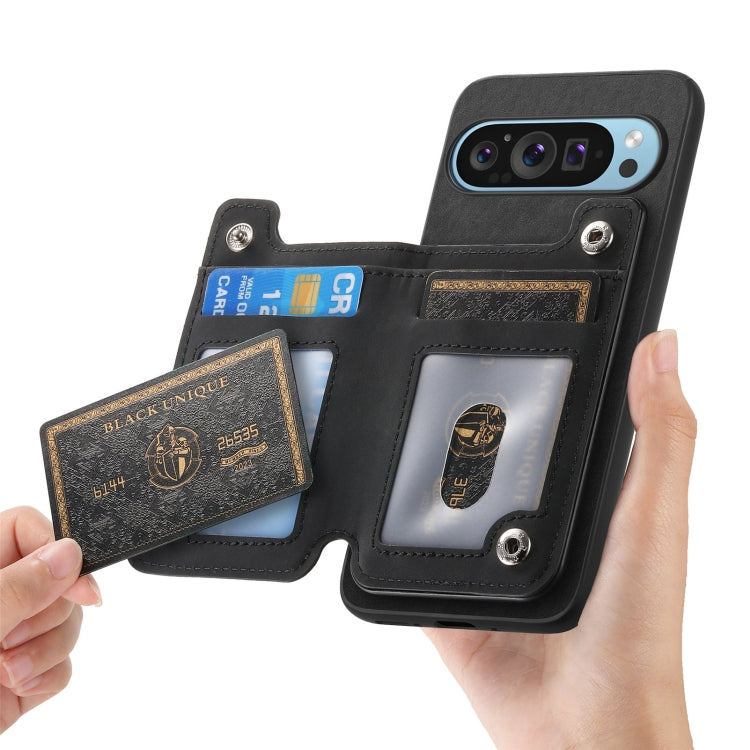 For Google Pixel 8 Pro Retro MagSafe Zipper Wallet Card Bag Back Phone Case(Black) - Google Cases by PMC TechLife | Online Shopping South Africa | PMC TechLife | Buy Now Pay Later Mobicred