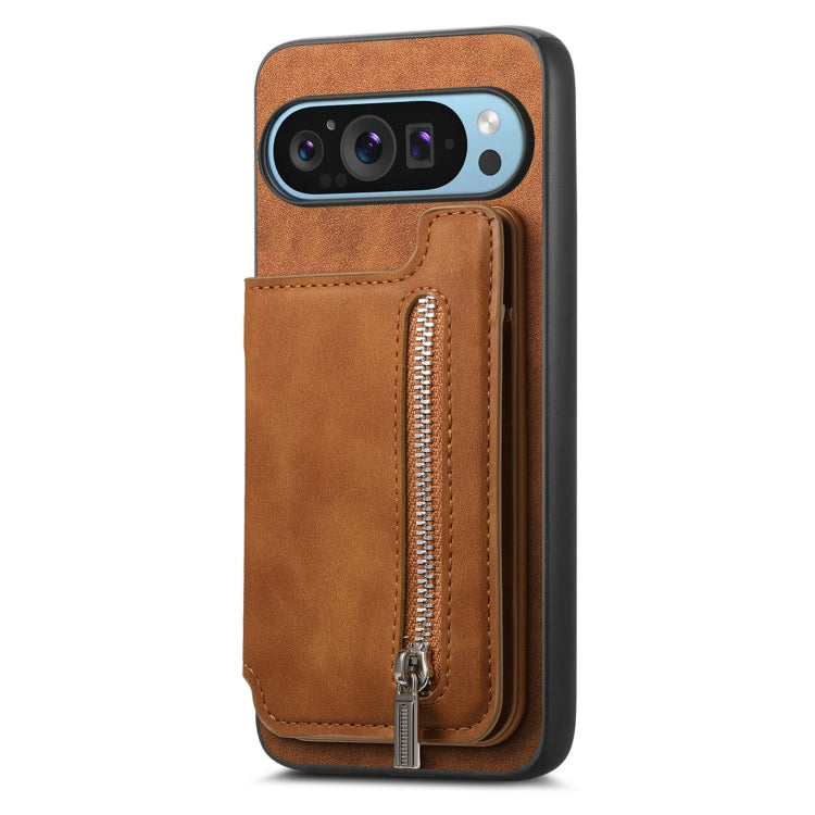 For Google Pixel 8 Retro MagSafe Zipper Wallet Card Bag Back Phone Case(Brown) - free shipping - PMC TechLife - Order now!
