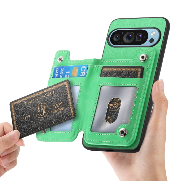 For Google Pixel 7 Pro Retro MagSafe Zipper Wallet Card Bag Back Phone Case(Green) - Google Cases by PMC TechLife | Online Shopping South Africa | PMC TechLife | Buy Now Pay Later Mobicred
