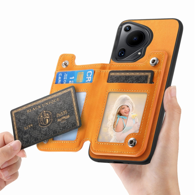 For Huawei nova 12 / 13 Retro MagSafe Zipper Wallet Card Bag Back Phone Case(Yellow) - Huawei Cases by PMC TechLife | Online Shopping South Africa | PMC TechLife | Buy Now Pay Later Mobicred