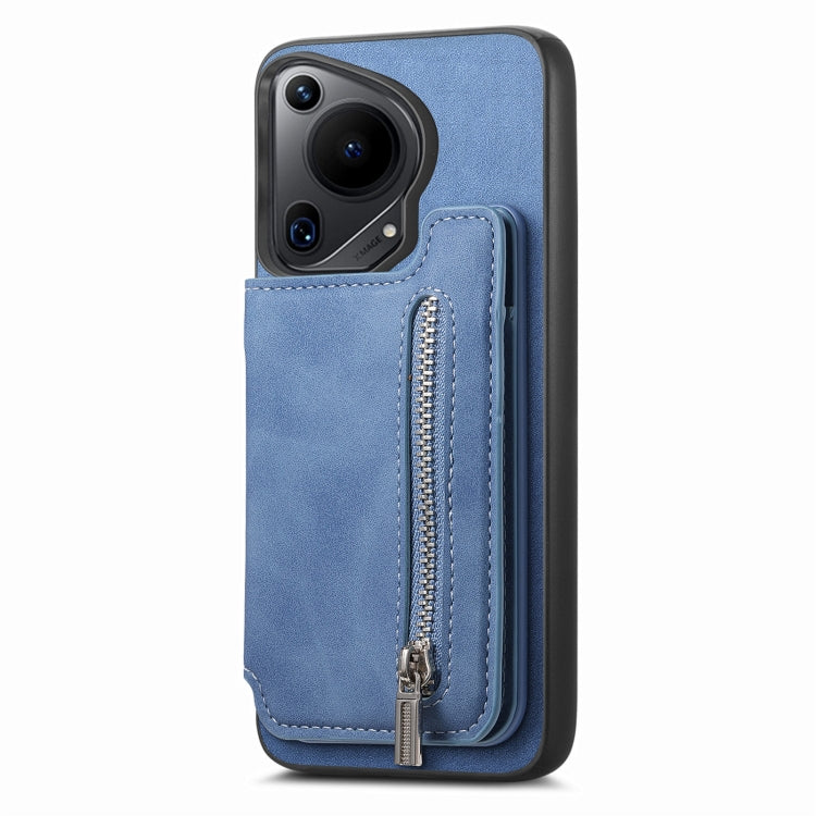 For Huawei nova 13 Pro Retro MagSafe Zipper Wallet Card Bag Back Phone Case(Blue) - Huawei Cases by PMC TechLife | Online Shopping South Africa | PMC TechLife | Buy Now Pay Later Mobicred