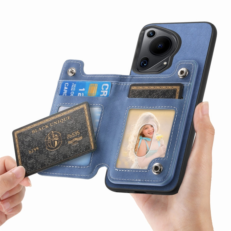 For Huawei nova 13 Pro Retro MagSafe Zipper Wallet Card Bag Back Phone Case(Blue) - Huawei Cases by PMC TechLife | Online Shopping South Africa | PMC TechLife | Buy Now Pay Later Mobicred
