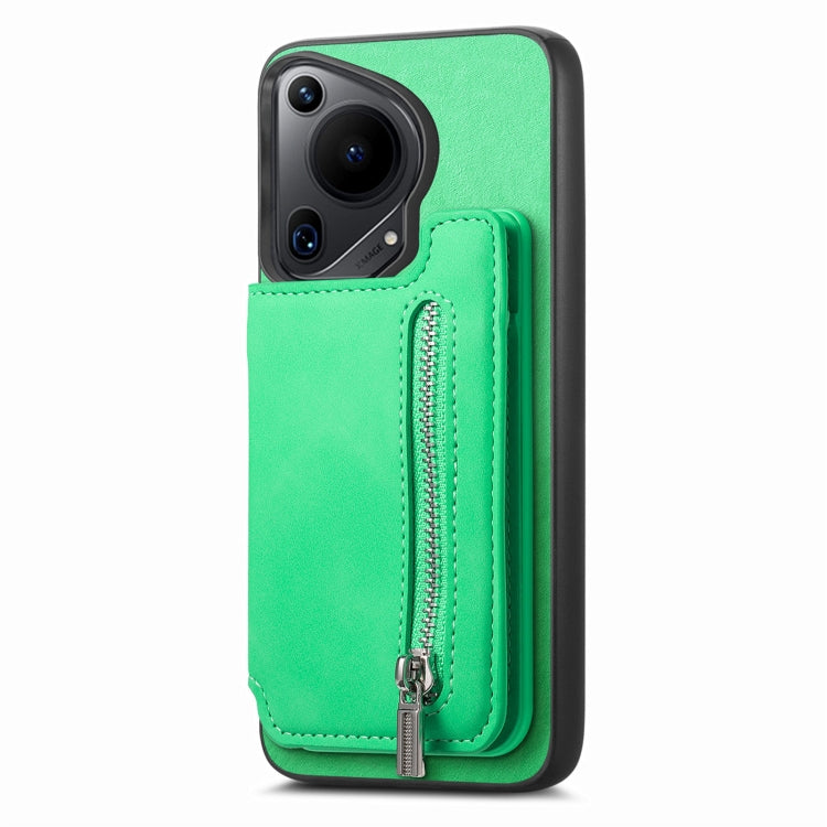For Huawei nova 13 Pro Retro MagSafe Zipper Wallet Card Bag Back Phone Case(Green) - Huawei Cases by PMC TechLife | Online Shopping South Africa | PMC TechLife | Buy Now Pay Later Mobicred