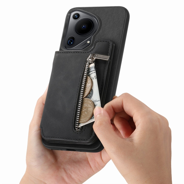 For Huawei nova 13 Pro Retro MagSafe Zipper Wallet Card Bag Back Phone Case(Black) - free shipping - PMC TechLife - Order now!