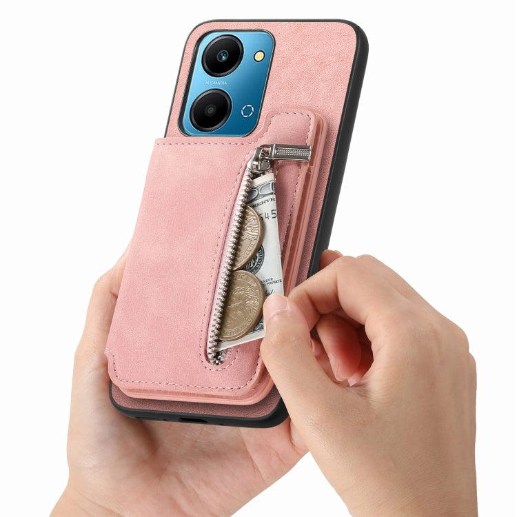 For Honor X8b Retro MagSafe Zipper Wallet Card Bag Back Phone Case(Pink) - free shipping - PMC TechLife - Order now!