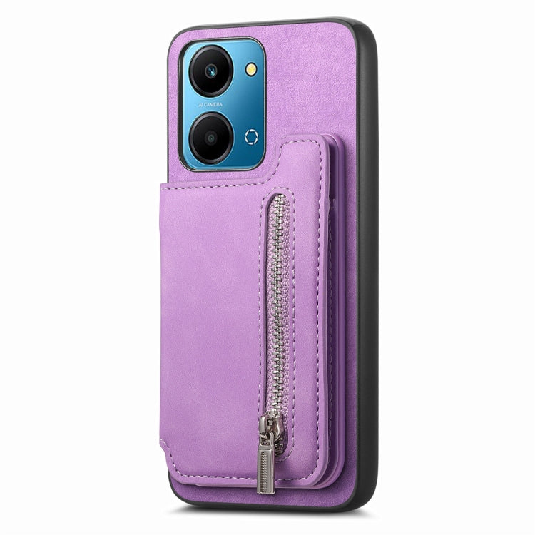 For Honor X8b Retro MagSafe Zipper Wallet Card Bag Back Phone Case(Purple) - Honor Cases by PMC TechLife | Online Shopping South Africa | PMC TechLife | Buy Now Pay Later Mobicred