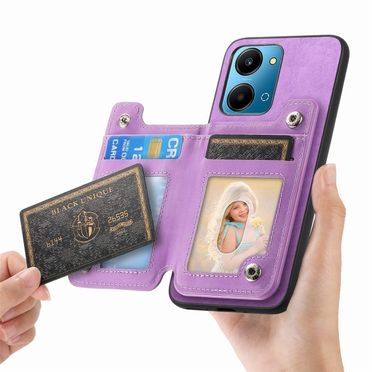 For Honor X8b Retro MagSafe Zipper Wallet Card Bag Back Phone Case(Purple) - Honor Cases by PMC TechLife | Online Shopping South Africa | PMC TechLife | Buy Now Pay Later Mobicred