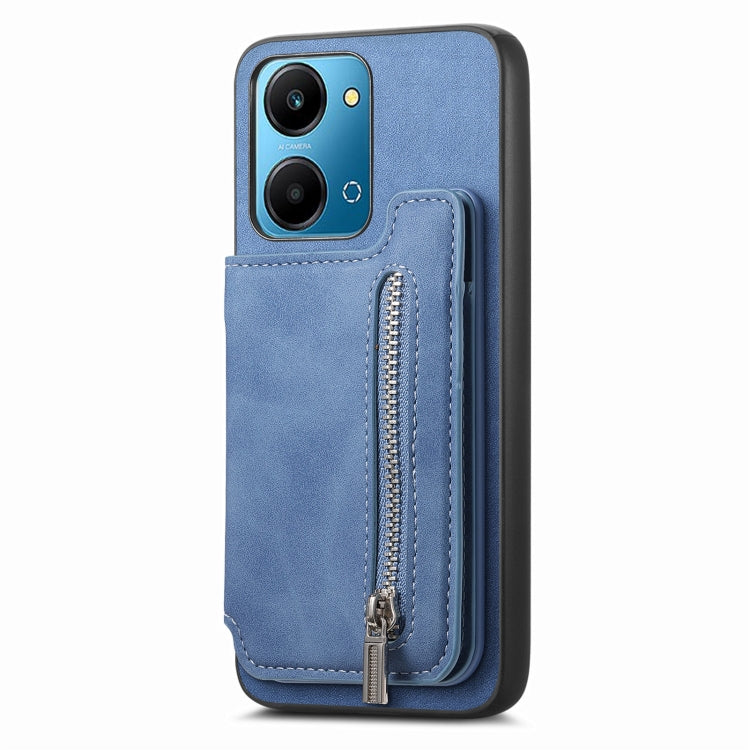 For Honor 90 GT 5G Retro MagSafe Zipper Wallet Card Bag Back Phone Case(Blue) - Honor Cases by PMC TechLife | Online Shopping South Africa | PMC TechLife | Buy Now Pay Later Mobicred