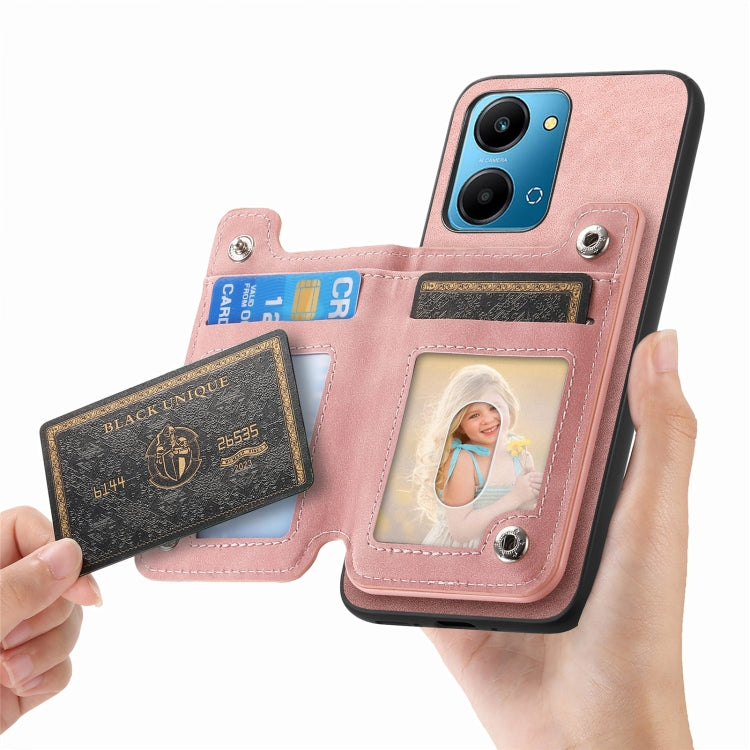 For Honor 100 Pro Retro MagSafe Zipper Wallet Card Bag Back Phone Case(Pink) - Honor Cases by PMC TechLife | Online Shopping South Africa | PMC TechLife | Buy Now Pay Later Mobicred