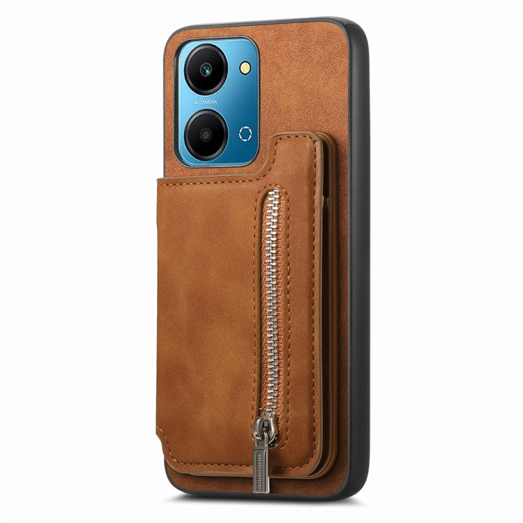 For Honor 100 Pro Retro MagSafe Zipper Wallet Card Bag Back Phone Case(Brown) - Honor Cases by PMC TechLife | Online Shopping South Africa | PMC TechLife | Buy Now Pay Later Mobicred