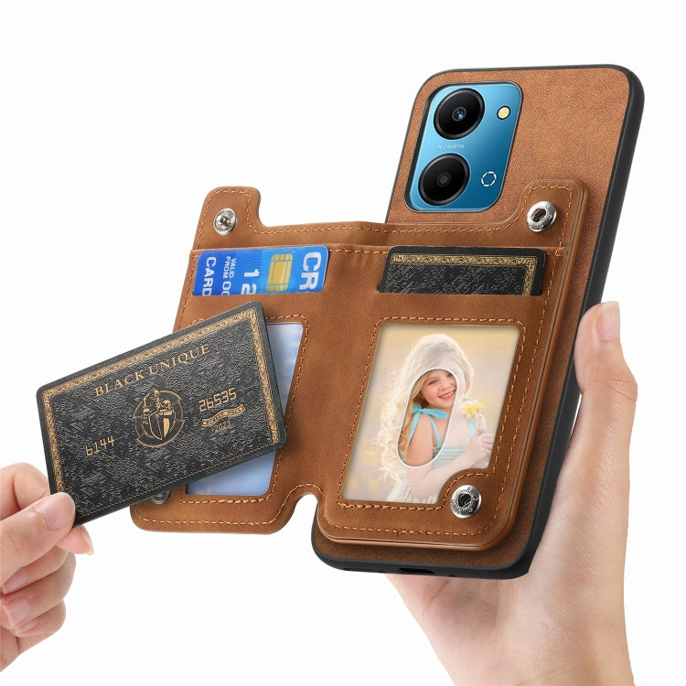For Honor 100 Pro Retro MagSafe Zipper Wallet Card Bag Back Phone Case(Brown) - Honor Cases by PMC TechLife | Online Shopping South Africa | PMC TechLife | Buy Now Pay Later Mobicred