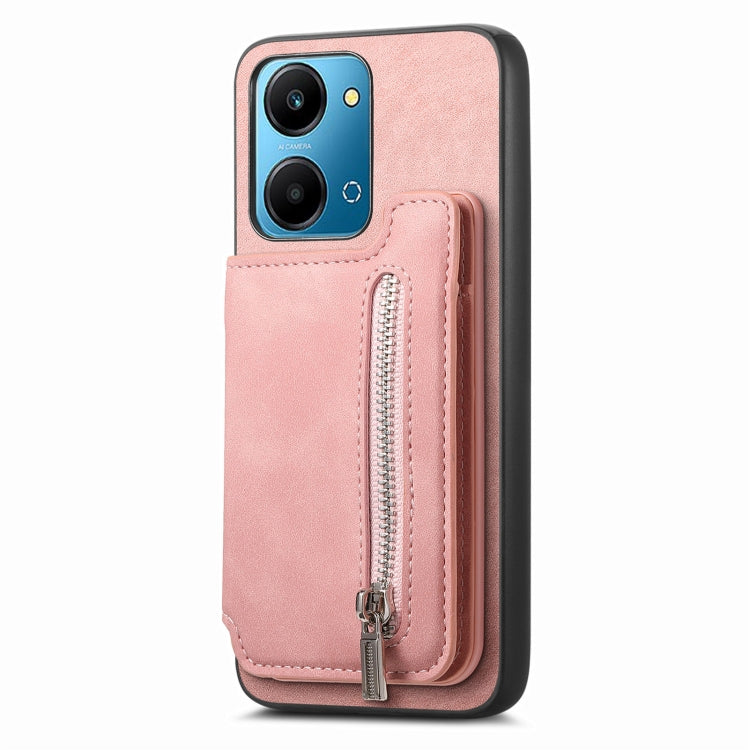 For Honor 100 Retro MagSafe Zipper Wallet Card Bag Back Phone Case(Pink) - free shipping - PMC TechLife - Order now!