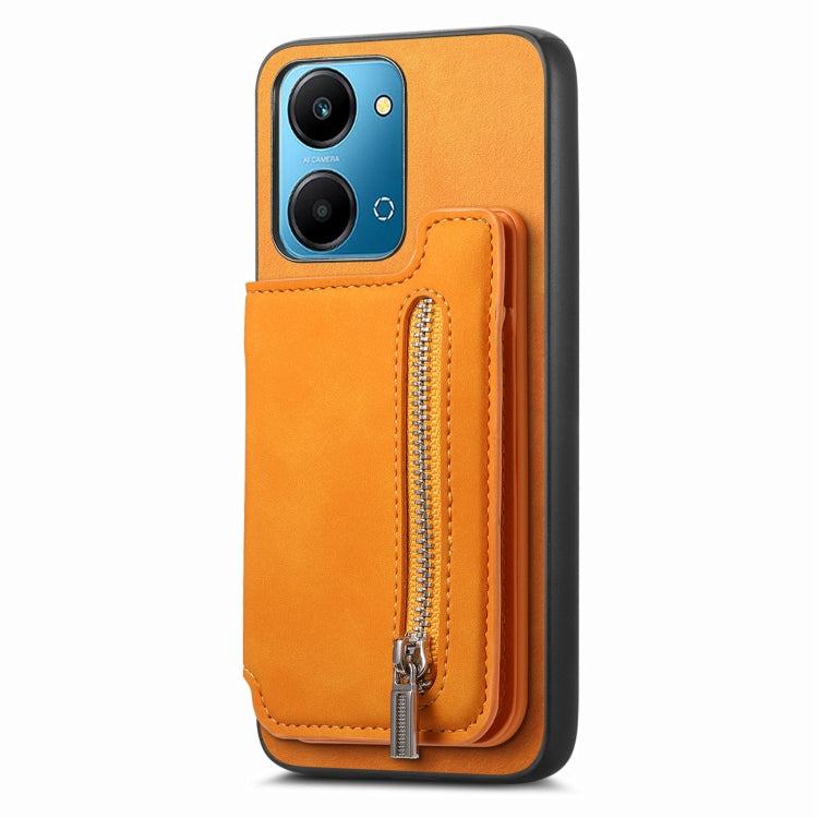 For Honor 90 Pro 5G Retro MagSafe Zipper Wallet Card Bag Back Phone Case(Yellow) - Honor Cases by PMC TechLife | Online Shopping South Africa | PMC TechLife | Buy Now Pay Later Mobicred