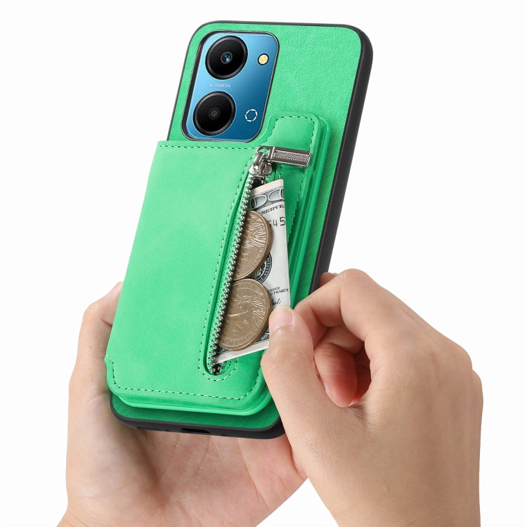 For Honor 90 Retro MagSafe Zipper Wallet Card Bag Back Phone Case(Green) - free shipping - PMC TechLife - Order now!