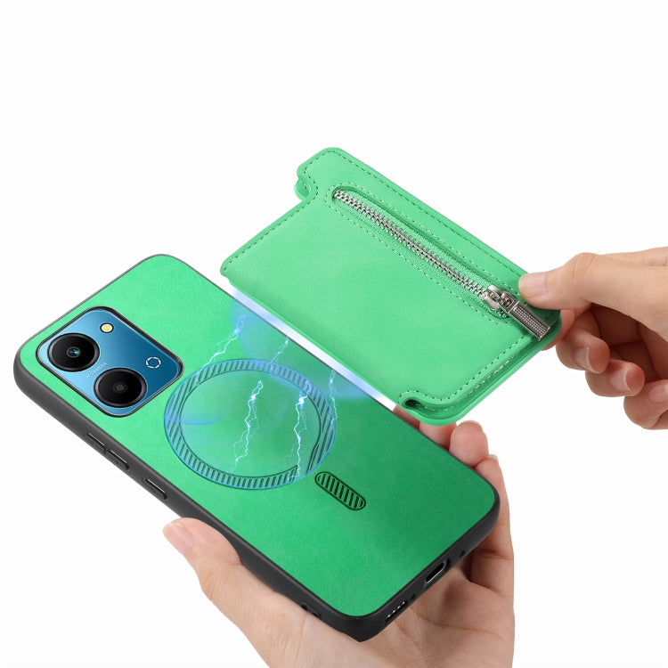 For Honor 90 Retro MagSafe Zipper Wallet Card Bag Back Phone Case(Green) - free shipping - PMC TechLife - Order now!