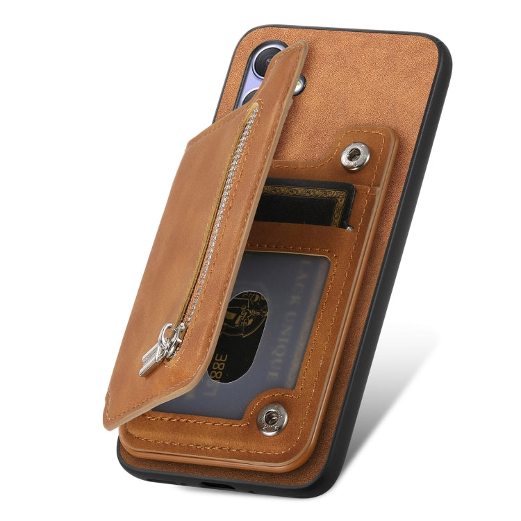 For Sony Xperia 1 VI Retro MagSafe Zipper Wallet Card Bag Back Phone Case(Brown) - Sony Cases by PMC TechLife | Online Shopping South Africa | PMC TechLife | Buy Now Pay Later Mobicred