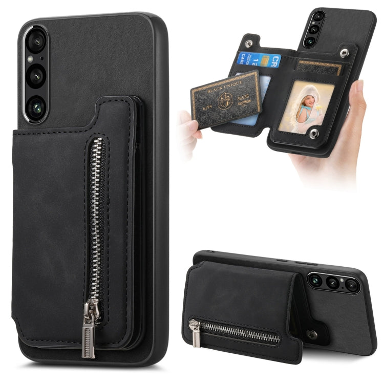 For Sony Xperia 1 VI Retro MagSafe Zipper Wallet Card Bag Back Phone Case(Black) - free shipping - PMC TechLife - Order now!