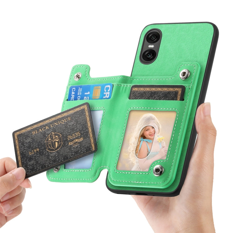 For Sony Xperia 5 V Retro MagSafe Zipper Wallet Card Bag Back Phone Case(Green) - Sony Cases by PMC TechLife | Online Shopping South Africa | PMC TechLife | Buy Now Pay Later Mobicred