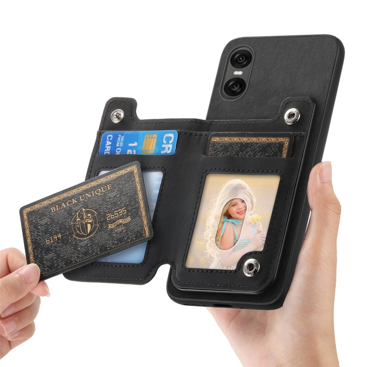 For Sony Xperia 5 V Retro MagSafe Zipper Wallet Card Bag Back Phone Case(Black) - Sony Cases by PMC TechLife | Online Shopping South Africa | PMC TechLife | Buy Now Pay Later Mobicred
