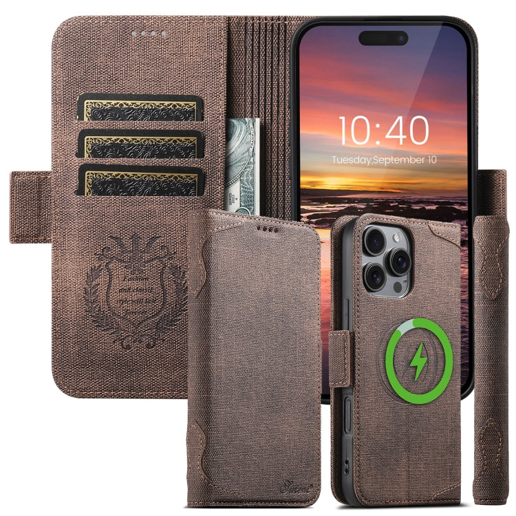 For iPhone 16 Pro Max Suteni J07 Multi-functional Horizontal MagSafe Denim Leather Phone Case(Blue) - iPhone 16 Pro Max Cases by Suteni | Online Shopping South Africa | PMC Jewellery | Buy Now Pay Later Mobicred