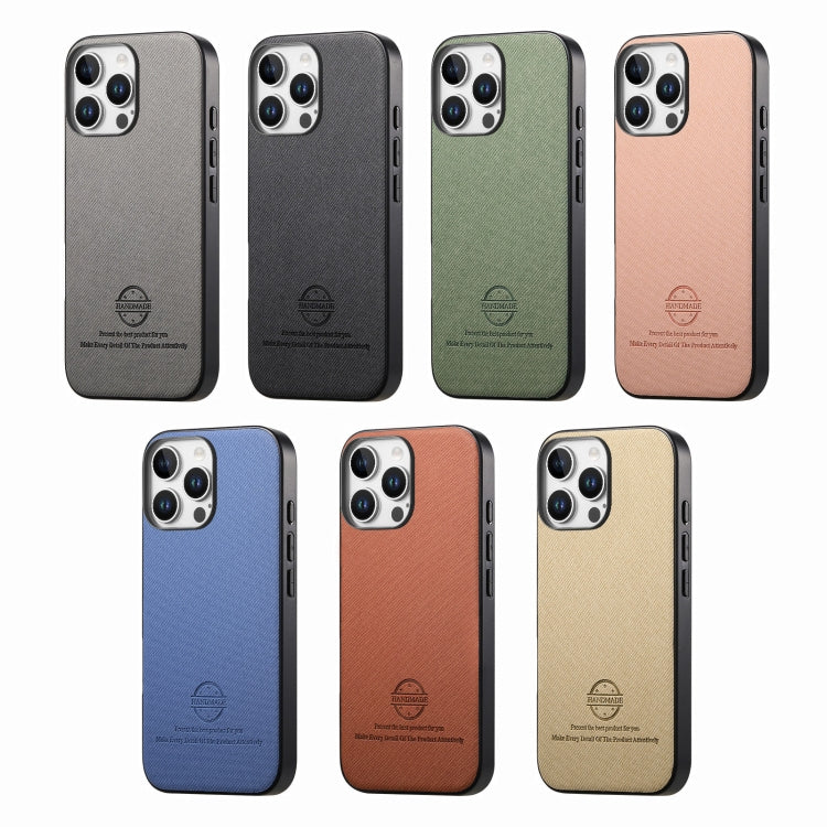 For iPhone 16e Twill Fabric Leather Skin Back Phone Case(Gray) - iPhone 16e Cases by PMC TechLife | Online Shopping South Africa | PMC TechLife | Buy Now Pay Later Mobicred